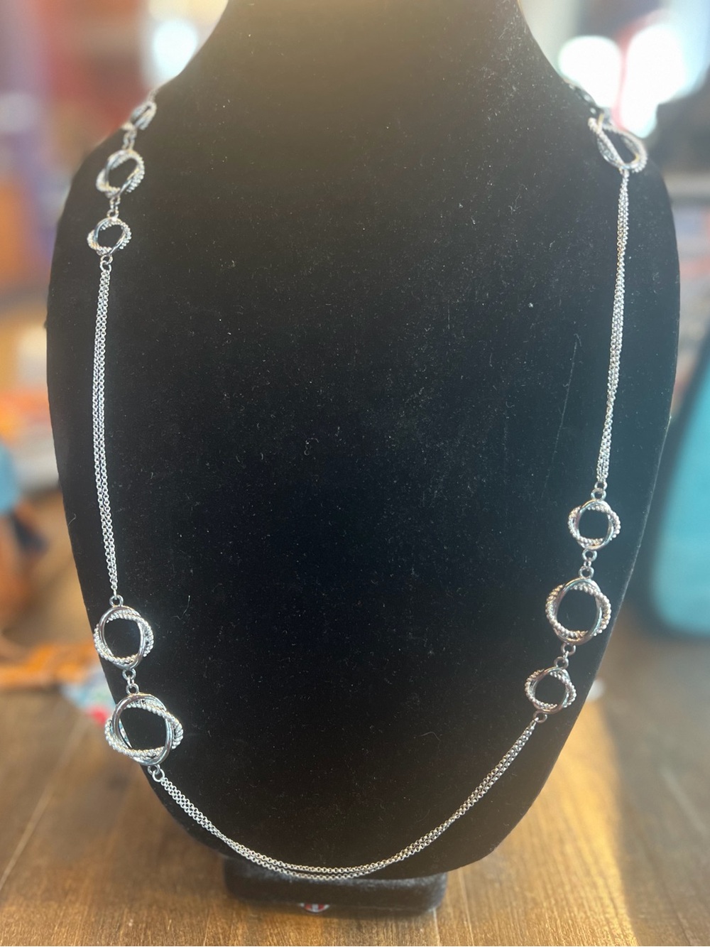 Elegant Long Silver Ring-Link Necklace for Women - Picture 1 of 2